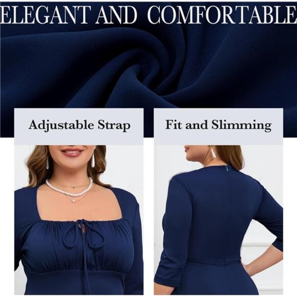 Formal Cocktail Dress Tie Front Adjustable Strap, Satin Midi Prom Wedding Dress - Picture 3 of 8